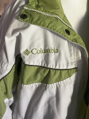 Chaqueta de esquí vintage Columbia Sportswear blanca verde abrigo de invierno con capucha Foto 1 de 4