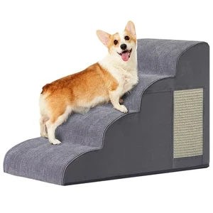 Dog Stairs for Small Dogs, 4-Step Dog Ramp for Bed 19.7" H, Dog Steps for Bed... - Picture 1 of 8