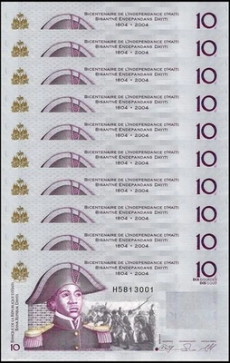Haití 10 Gourdes, 2010, P-272d, UNC Conmemorativo X 10 PCS Foto 1 de 2