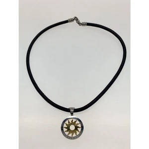 BVLGARI Tondo Sonne Halskette K18YG SS Anhänger mit Lederhalsband Top inklusive - Bild 1 von 5