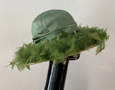 Sombrero Charo Original Ala Ancha Verde con Plumas De Colección Foto 1 de 4