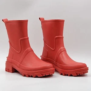 Rag&Bone Women Shiloh Orange Rubber Rain Boots sz 5.5-6US EUR 36 - Picture 1 of 11