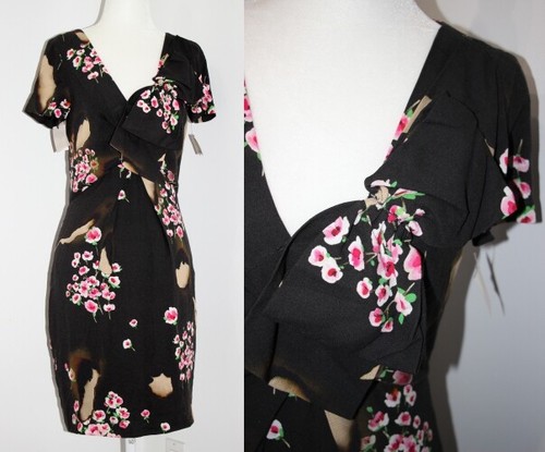 MOSCHINO COUTURE Jeremy Scott ABITO FLOREALE EFFETTO BRUCIATO FIOCCO DAVANTI TG 4 6 $1345