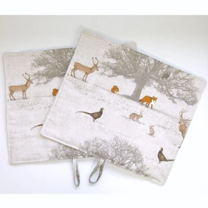 Pair of Redfyre Universal Hob Hat Lid Mats Covers with Loop Cook Stag Fox Rabbit - Picture 1 of 5