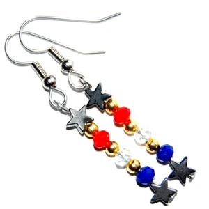 Alpine Ade Designs USA handgefertigte patriotische Sterne Ohrringe #H14 - Bild 1 von 1