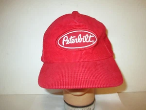VINTAGE PETERBILT RED CORDUROYADJUSTABLE TRUCKER CAP HAT SNAPBACK BASEBALL CAP - Picture 1 of 11