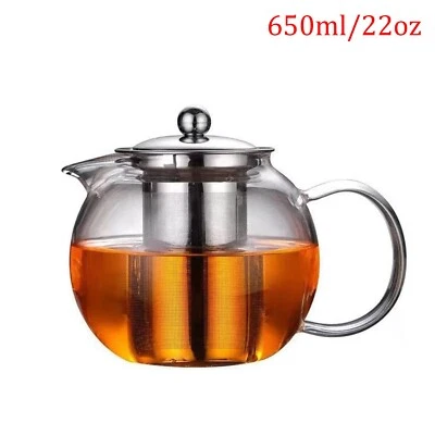 650ml/22oz Glass Teapot w/ Removable Infuser, Stovetop Safe, Tea Kettle Tea Pot - Image 1 of 4