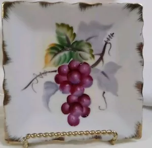 Lefton's China Hand Painted Plate Grapes 5 1/4" Multicolor Japan - Picture 1 of 6