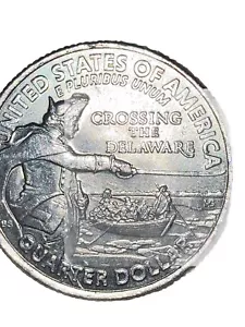 2021 P Quarter / Crossing the Delaware w/ large die chip error on crown of hat - Picture 1 of 4