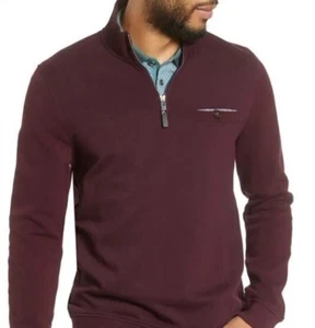 TED BAKER Herren Pullover Strick 1/4 Zip Sweater Lila Gr. 4 Large Preppy Stretch - Bild 1 von 10