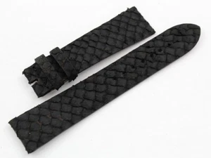 Luxury Watch Band Black Salmon Leather Handmade In Italy 20/18mm Unisex - Picture 1 of 4