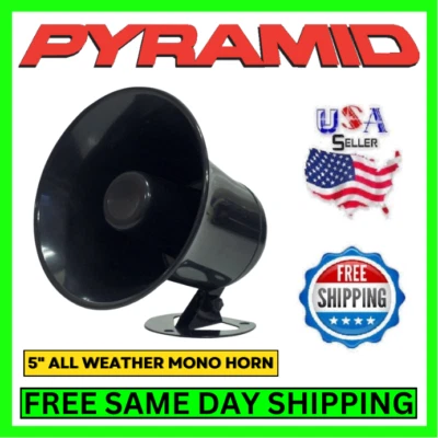 Pyramid All Weather 5" PA Trumpet Horn Mono Extension Speaker Loud Siren System - Image 1 of 4