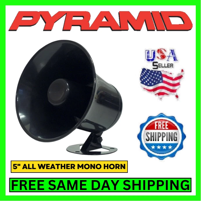 Pyramid All Weather 5" PA Trumpet Horn Mono Extension Speaker Loud Siren System - Image 1 of 4
