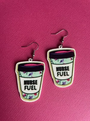Nurse Fuel Resin Dangle Earrings, Surgical Hooks - *Price Reduced - Blurry* - image 1 of 3