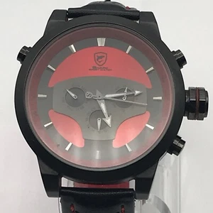 Shark Dual Time Zone Analog Date Day Men's Red/Black. RS016L Military Watch - Picture 1 of 8