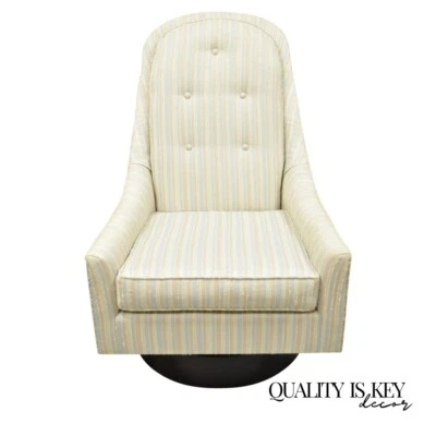 Mid Century 现代 Milo Baughman 风格木制旋转底座俱乐部休闲椅 — 第 1/4 张图片