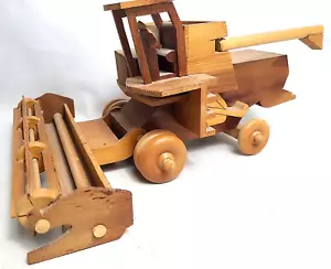 Vintage handgefertigter Holz geschnitzter Mähdrescher Spielzeug mit beweglichen Teilen! - Bild 1 von 14