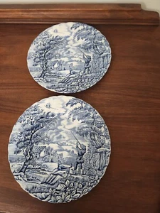 Churchill El Cazador Juego de 2 Platos de Ensalada 8" Cazador Perro Faisán Azul - Imagen 1 de 17