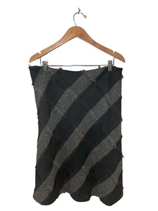 Tribal gewebter A-Linien Rock Gr. 14 Streifen Fischgrät klassisch gefüttert neutral schwarz - Bild 1 von 5