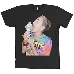 Miley Cyrus Licking Ice Cream Bella + Canvas T Shirt Tongue Bangerz Tee NEW - Picture 1 of 21