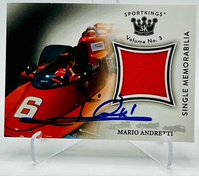 F1 FORMULA 1 WORLD CHAMPION MARIO ANDRETTI signed vintage RELIC trading card 1. - Image 1 of 3