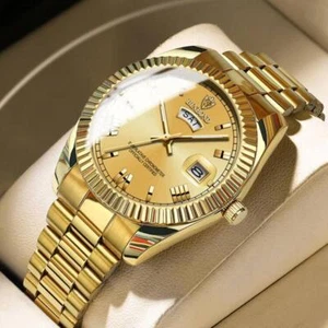 Men's Business Stainless Steel Waterproof Quartz Wrist Watch Luminous With Date - Picture 1 of 17