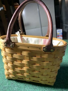 Longaberger Korb 2002 Boardwalk Korb Leder Handtasche Tragetasche Schutz - Bild 1 von 15
