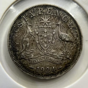 1924 Sixpence Coin - Fine - Silver George V Australian - Bild 1 von 2