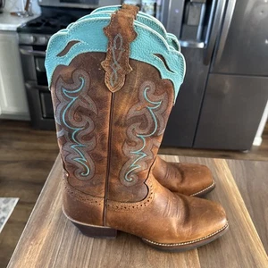 Justin Boots Silver Collection Westernstiefel Damen Größe 9B braun und türkis - Bild 1 von 9