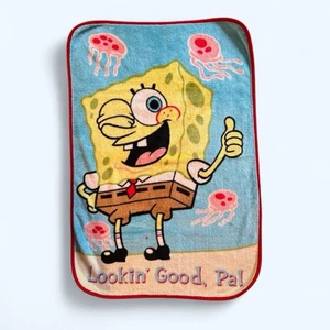 Vtg Double Sided SpongeBob SquarePants Throw Blanket Lookin' Good Pal 30”x43” - Picture 1 of 4