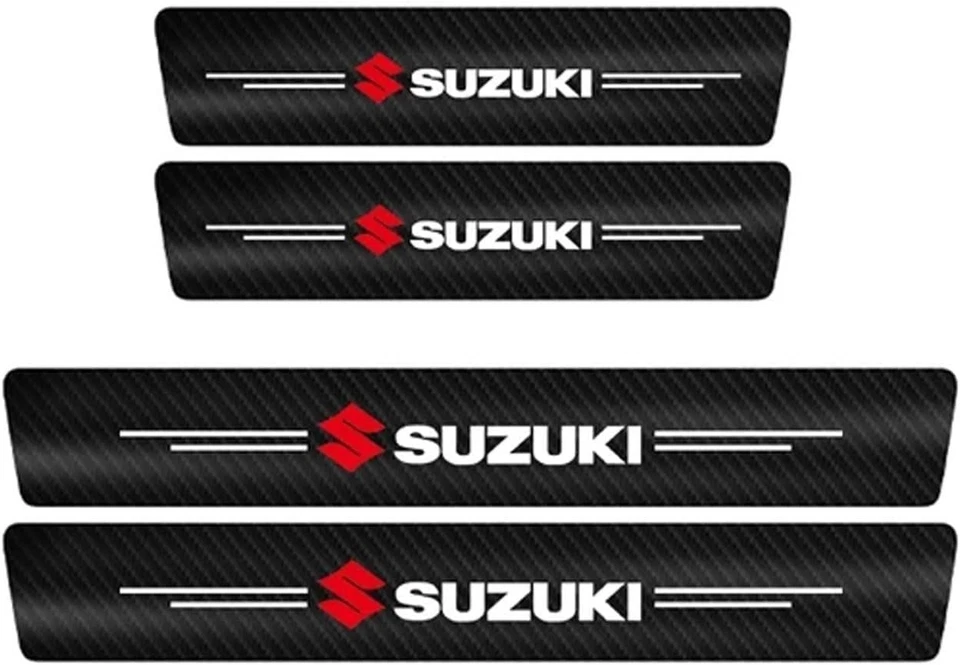 4PCS Door Sill Protector Carbon Fiber Premium Leather Cover Fit for Suzuki Aerio Foto 1 de 4