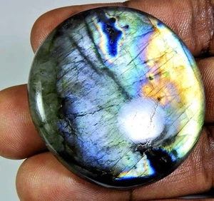 BIG SIZE~ Spectrolite Labradorite Purple Fire Round Loose Cabochon 45X4508MM z90 - Picture 1 of 9