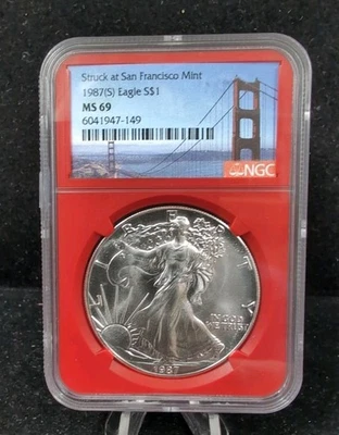 1987 S  $1 Silver American Eagle NGC MS 69 Struck At San Francisco 5906 - Image 1 of 2