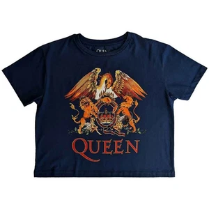 Queen Crop Top T Shirt Classic Crest Band Logo new Official Womens Denim - Picture 1 of 2