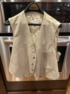 Vintage Giorgio Armani Le Collezioni Tan Beige Wool Vest 42 Made In Italy - Picture 1 of 15