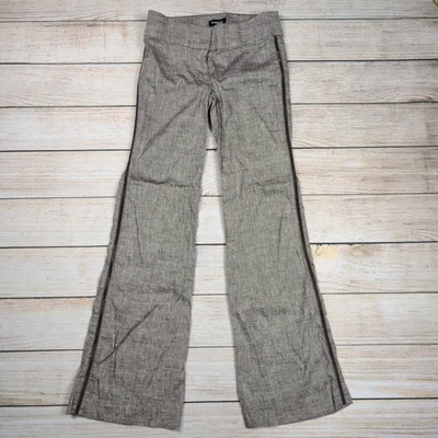 Bebe y2k Linen Brown low rise flare  open side pants Size 4 - Image 1 of 4