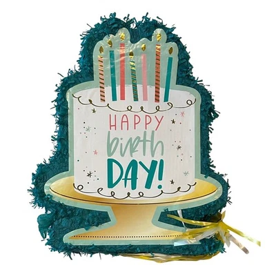 New Pull String Happy Birthday Cake Pinata, Birthday Party,  Birthday Piñata - Image 1 of 3