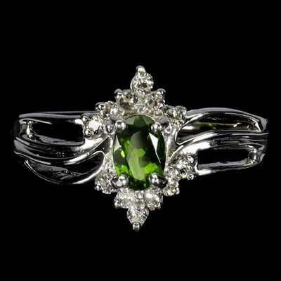Black Friday Sterling Silver Ring Oval Chrome Diopside 6x4mm Topaz Jewelry Sz 9 - Image 1 of 4