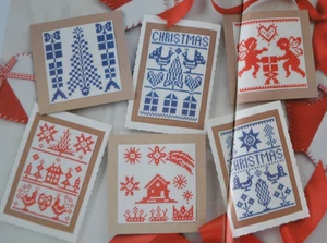 Cross Stitch Chart Only - Classic Scandinavian-Style Sampler Christmas Cards - Picture 1 of 1