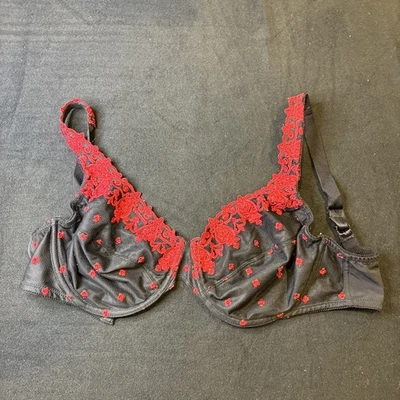 Бюстгальтер Bali 38D 3573 черный красный пейсли кружевной Desire на косточках без подкладки вышитый - Изображение 1 из 4