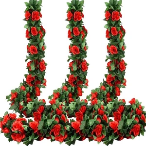 Rose Flower Garland 5pack 41Ft Artificial Fake Rose Garland Vine Artificial Flow - Picture 1 of 7