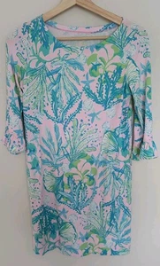 LILLY PULITZER Mini Sophie Dress Girls XL 12-14 Floral Ruffle Nautical Pink Blue - Picture 1 of 9