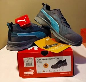 NEW Puma Fuse Knit Womens Sz 9.5 M Blue Gray Low Work Sneakers ASTM Comp Toe - Picture 1 of 9