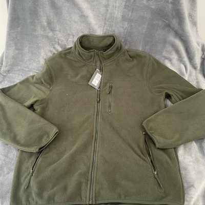 M&S Fleece Jacket Men’s Size L Regular Full Zip Pine Green - Image 1 of 4