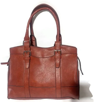 Bolso Cartera Bueno Naranja Quemado Libro de Bolsillo Vinilo Imitación Cuero Cremallera Superior Foto 1 de 4