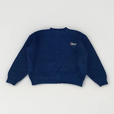 Vintage 80s 90s Chevignon Wool Knitted Knit Ribbed Navy Jumper Sweater S/M - Image 1 of 4