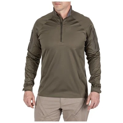 Camisa táctica 5.11 para hombre impermeable rápida OPS transpirable elástica 1/4 cremallera verde Foto 1 de 4