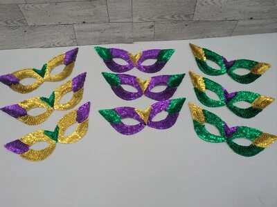 Lote de 9 mascarillas faciales con lentejuelas para fiesta de fiesta de Mardi Gras Foto 1 de 4