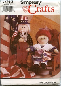 Uncle Sam & Betsy Ross - 18" Soft Dolls - Simplicity Sewing Pattern -Uncut -1991 - Picture 1 of 2
