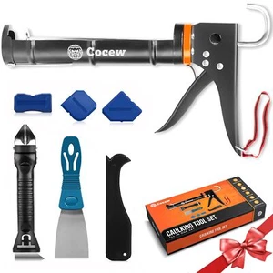 Caulk Gun Kit Smooth Silicone Caulking Gun And Caulk Remover Tool Sealant Finish - Picture 1 of 7